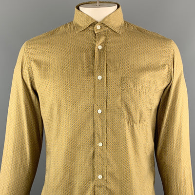 HARTFORD Size M Mustard Print Cotton Button Up Long Sleeve Shirt