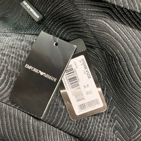 EMPORIO ARMANI Size 40 Black Grey Jacquard Polyester Blend Sport Coat