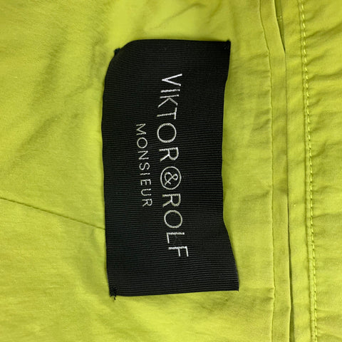 VIKTOR & ROLF Size 38 Lime Green Wrinkled Cotton / Polyamide Notch Lapel Suit
