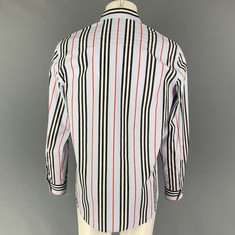 BURBERRY LONDON Size M Light Blue Black Red Stripe Long Sleeve Shirt