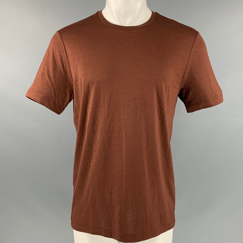 THEORY Size M Brown Silk Cotton Jersey T-shirt