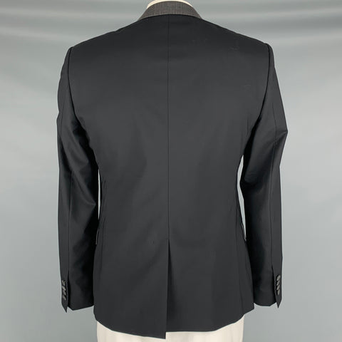 DOLCE & GABBANA Size 42 Black Grey Wool Blend Sport Coat