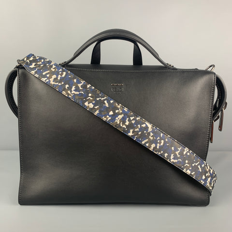 FENDI Black Leather 7VA400 Tote Briefcase Bag