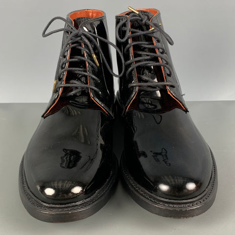 DUCKIE BROWN Talla 12 Botas con cordones de cuero macizo negro