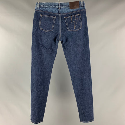 GIVENCHY Talla 32 Vaqueros azules con bragueta de botones de algodón de dos tonos