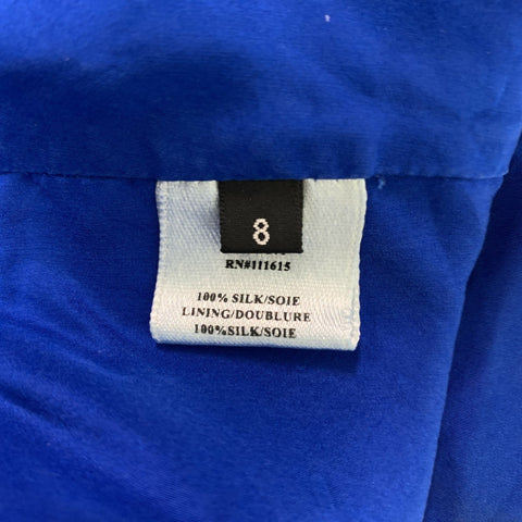ROBERT RODRIGUEZ Size 8 Blue Silk Ruffled Blue Blouse