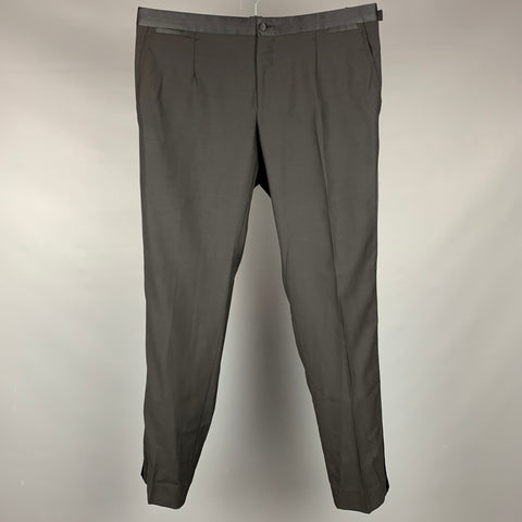 DOLCE & GABBANA Size 34 Black Wool Side Tabs Dress Pants