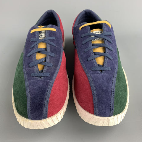 TRETORN Size 11 Burgundy & Green Color Block Suede Sneakers