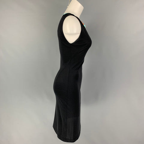 EMILIO PUCCI Size 8 Black Multi-Color Silk Sleeveless Dress