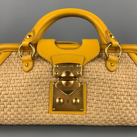 MIU MIU Bandoliera Natural Woven Straw Leather Shoulder Handbag