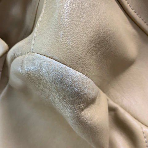 SANTINO Chaqueta con solapa de muesca de cuero caqui talla 12