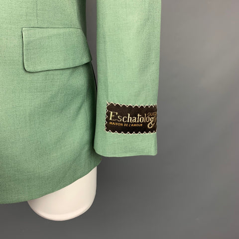GUCCI Eschatology Taille S Veste surdimensionnée en viscose / lin mélangés vert à revers cranté