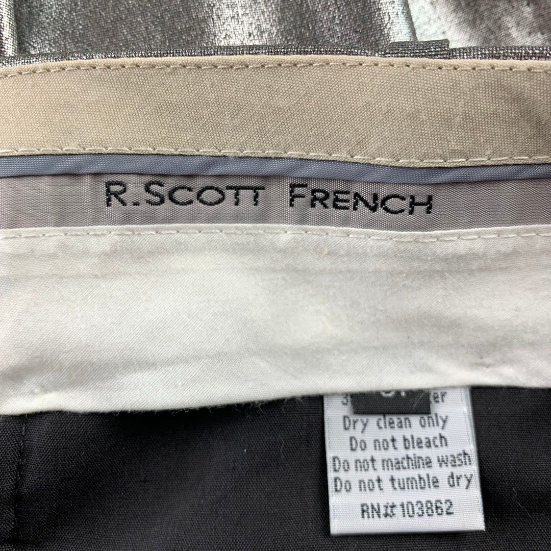 R. SCOTT FRENCH Size 31 Silver Metallic Wool / Polyester Zip Fly Dress Pants