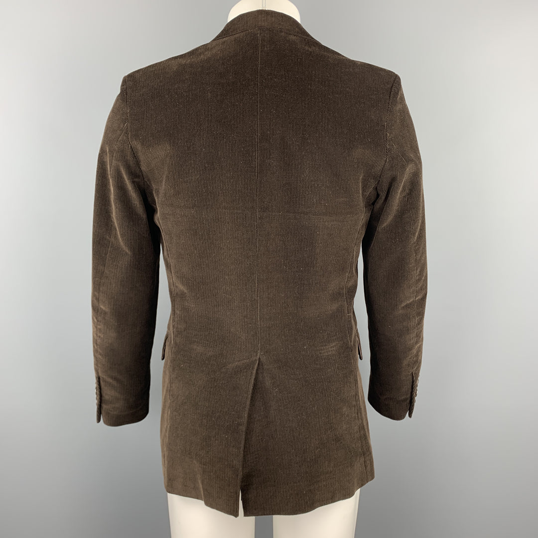 BARNEY'S CO-OP Size 36 Black Corduroy Cotton Notch Lapel Double Buttoned Sport Coat