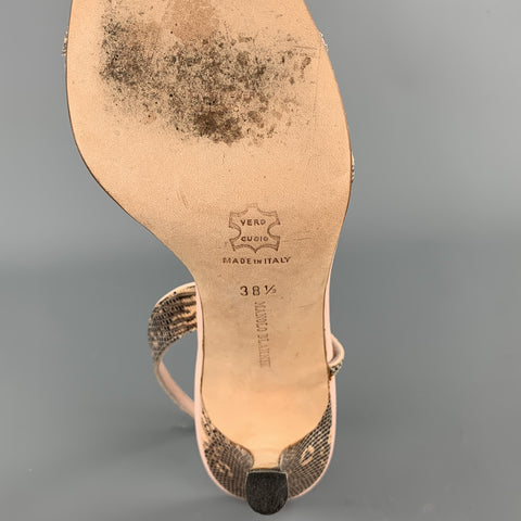 MANOLO BLAHNIK Taille 8,5 Sandales en peau de serpent en cuir rose