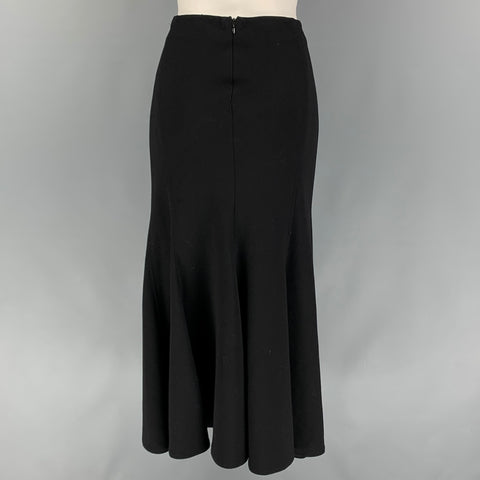 DONNA KARAN Size L Black Wool Maxi Skirt