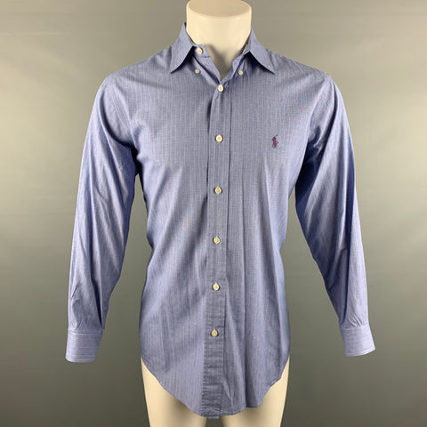 POLO by RALPH LAUREN Size M Blue White Plaid Cotton Vintage Long Sleeve Shirt