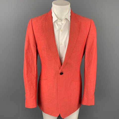 PS by PAUL SMITH Talla 40 Abrigo deportivo con solapa de pico en algodón y lino color coral