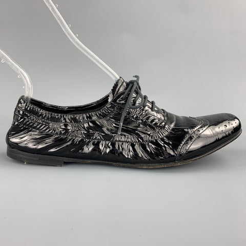 MIU MIU Zapatos Oxford de charol perforado negro talla 7.5