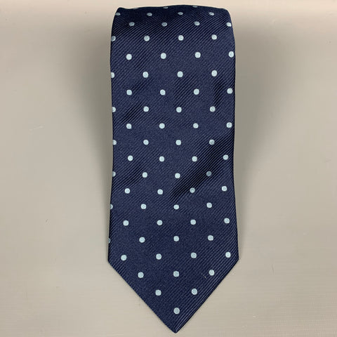 LUCIANO BARBERA Navy & Light Blue Dots Silk Tie