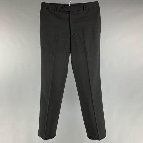 AGNÈS B. Size 32 Black Solid Polyester Zip Fly Dress Pants