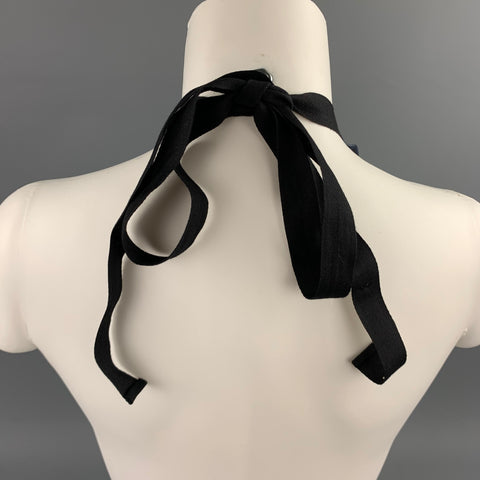 MARNI Blue Vinyl Floral Ribbon Necklace