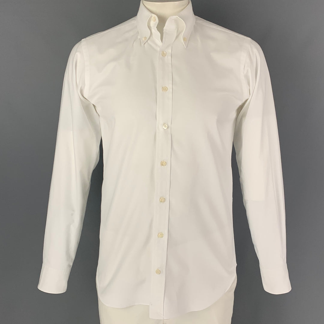 HAMILTON Size L White Oxford Long Sleeve Shirt