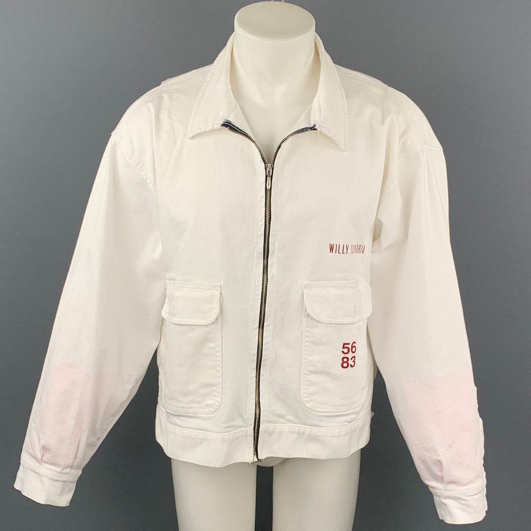 WILLY CHAVARRIA Chest Size L Size L White Cotton Zip Up Jacket