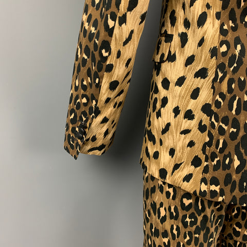 DSQUARED2 Size 42 Black & Brown Animal Print Cotton Tuxedo Suit