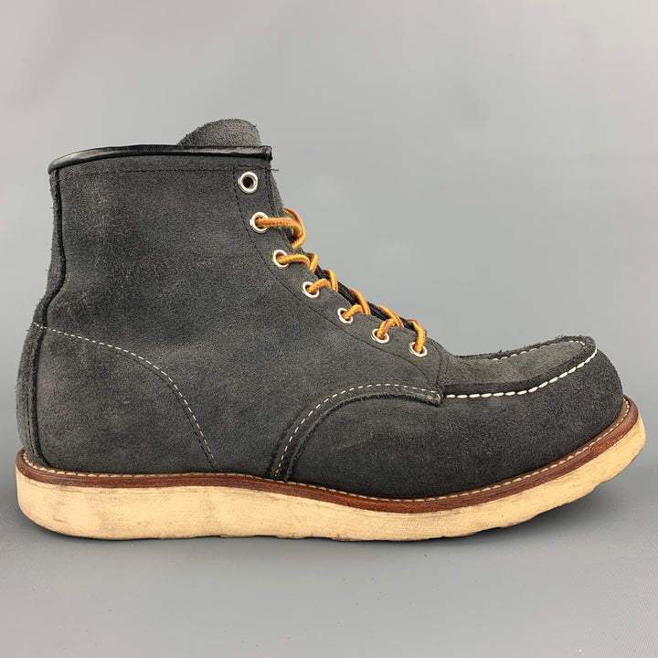 RED WING Size 9 Charcoal Contrast Stitch Suede Worker Boots
