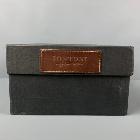 BONTONI Size 10 Green Brown Marble Leather Cap Toe Lace Up Shoes