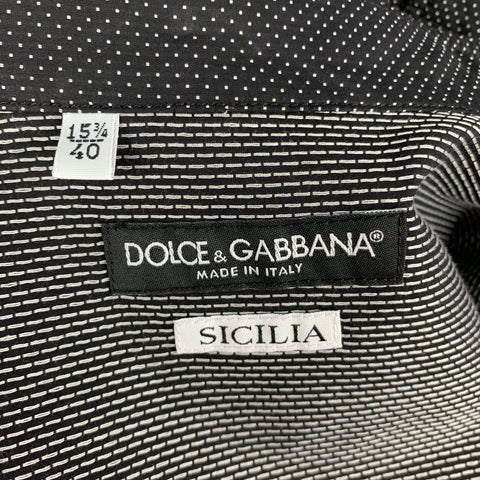 DOLCE & GABBANA Siclia Size M Black White Dots Cotton Short Sleeve Shirt
