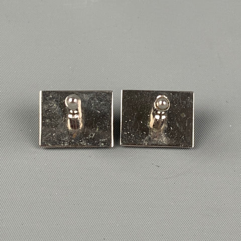 VINTAGE Silver Black Textured Cuff Links