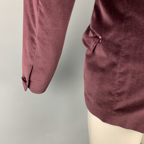 VERSACE COLLECTION Size 36 Burgundy Velvet Peak Lapel Sport Coat