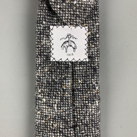 BLACK FLEECE Grey Cream Nailhead Wool Tie