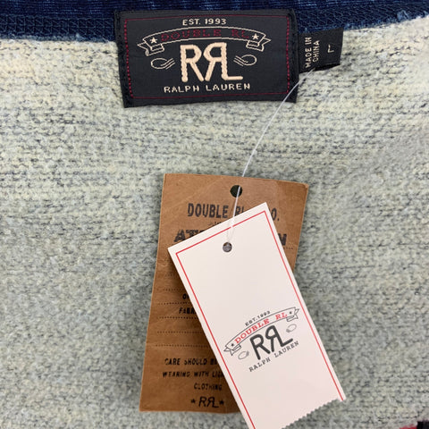RRL by RALPH LAUREN Size L Indigo Beige Textured Cotton / Polyester Cardigan
