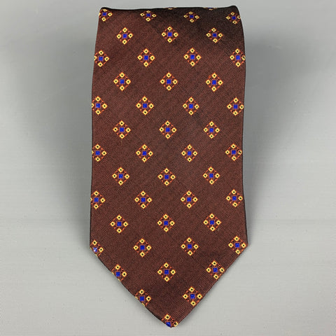 Vintage ROMEO GIGLI Burgundy Yellow Silk Tie