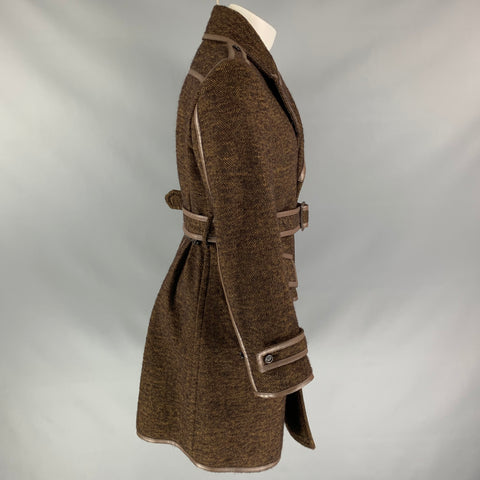 BURBERRY PRORSUM Fall 2011 Size 40 Brown Textured Virgin Wool / Alpaca Trench Coat