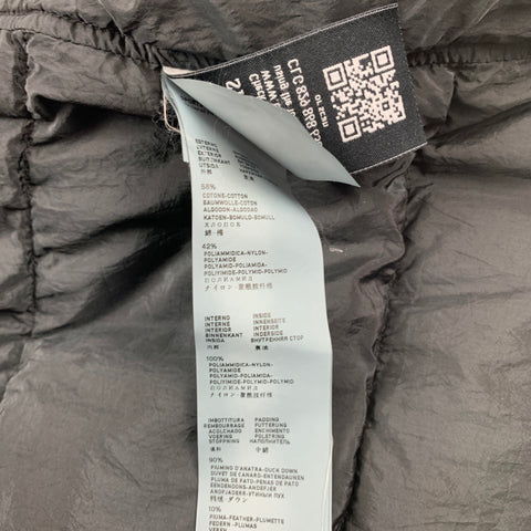 STONE ISLAND Size L Black Quilted Cotton / Nylon Rip Stop Down Jacket