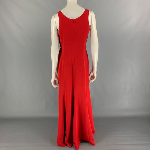 RALPH LAUREN Purple Label Size 8 Red Polyester Sleeveless Long Gown Dress