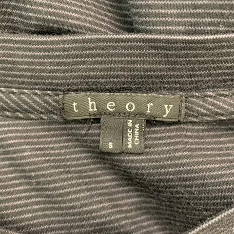 THEORY Size S Black Grey Stripe Cotton Short Sleeve T-shirt