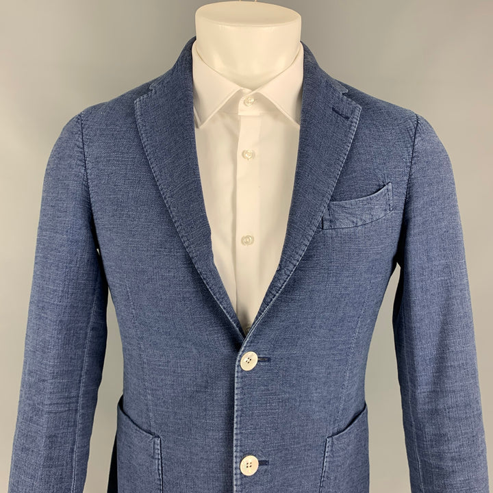 BOGLIOLI Size 34 Blue Cotton Single Breasted Sport Coat