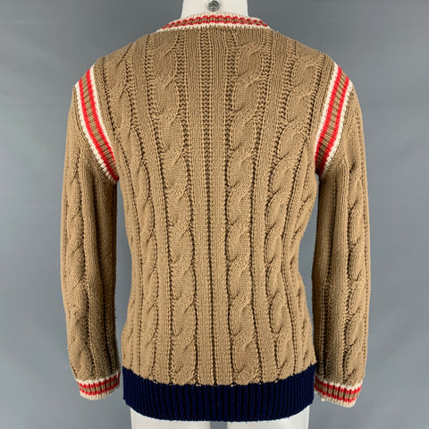 GUCCI Size S Brown Coral Knit Wool Chunky Knit Cardigan