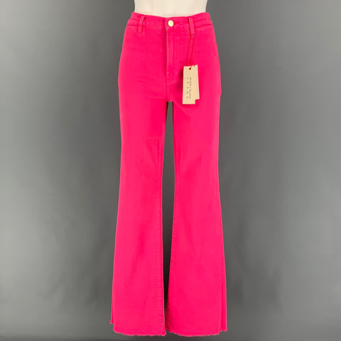 ALICE + OLIVIA Size 26 Pink Cotton Wide Leg Casual Pants