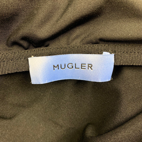 MUGLER Size 2 Black Polyamide Ruched Cut-Out Long Sleeve Dress