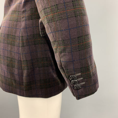 ETRO Size 40 Plaid Brown Velvet Notch Lapel Sport Coat