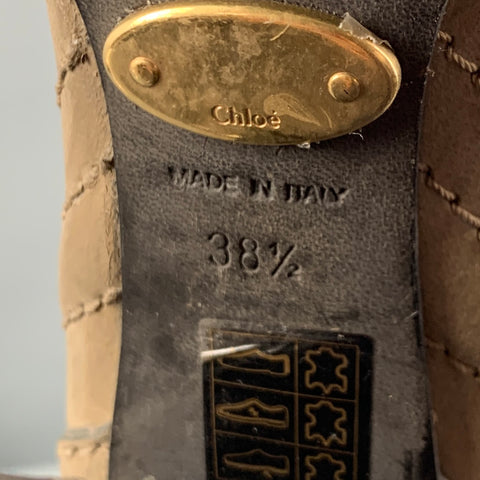 CHLOE Taille 8.5 Bottes hautes beiges à talons épais