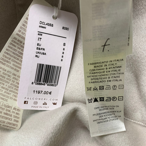 FALCONERI Size S Grey Cashmere Leather Open Front Coat