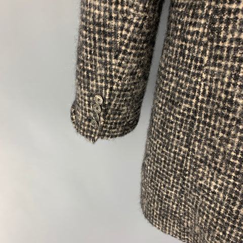 JOHN VARVATOS Limited Edition Size 42 Black Cream Checkered Single Breasted Coat