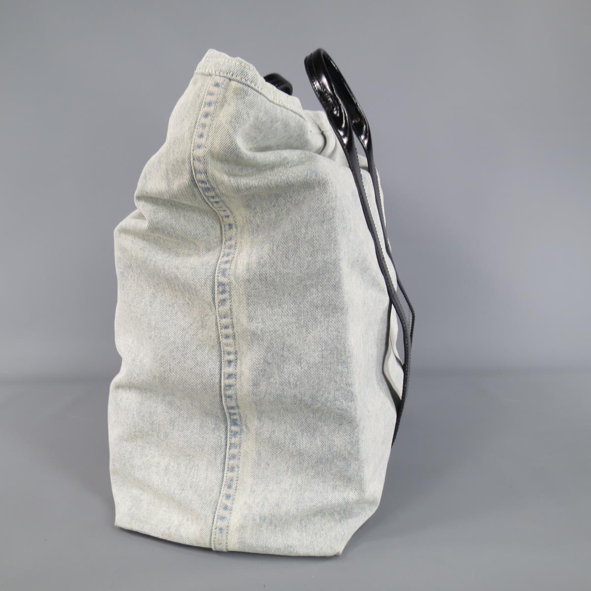 3.1 PHILLIP LIM Blue Denim Black Leather 31 Hour Bag